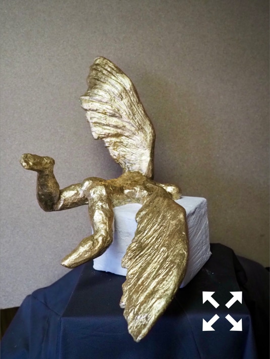 Ikarus, Kunststein 45/35/40cm, vergoldet